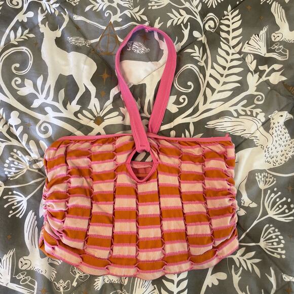 Urban Outfitters XL crop top tube top 90s vibes Barbie pink orange summer beach - Picture 1 of 9
